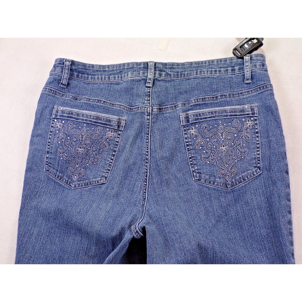 Westport Woman Jeans Blue Denim Embellished Rhinestone Pocket Straight Leg 16W - Picture 12 of 14